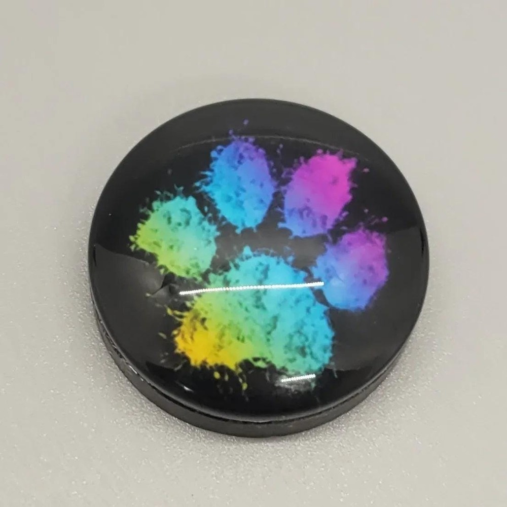 Rainbow Paw Magnet, 1 Inch Round Heavy Duty Magnet